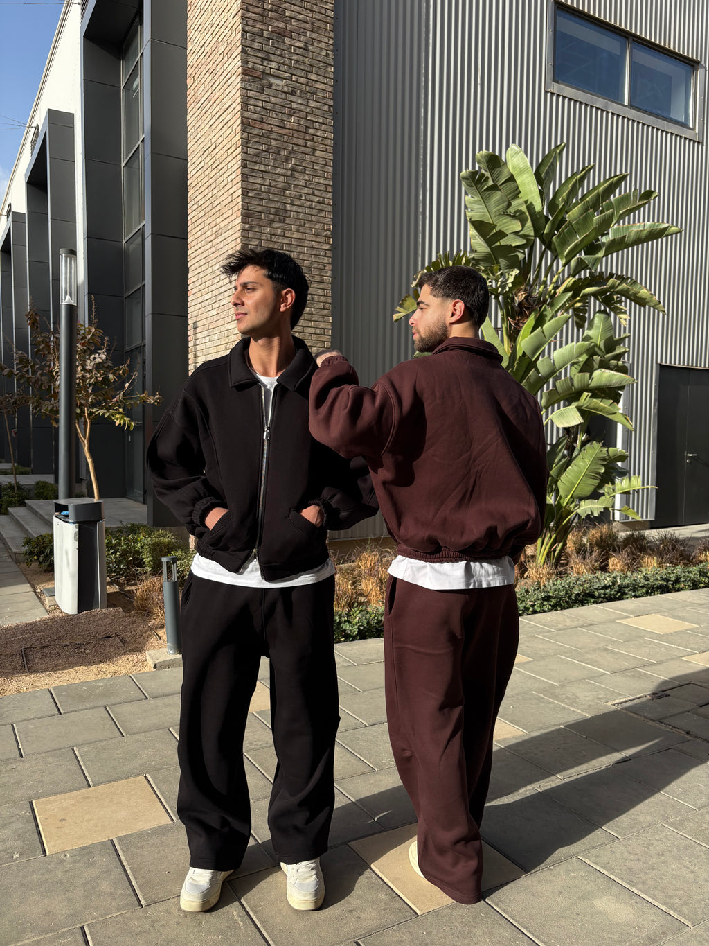 black and brown tracksuit